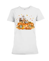 Dogs Reunion On Pumpkin Car T-Shirt - Ladies Tee - Hoodie