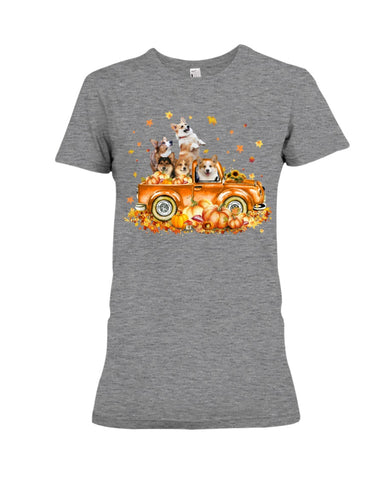 Dogs Reunion On Pumpkin Car T-Shirt - Ladies Tee - Hoodie