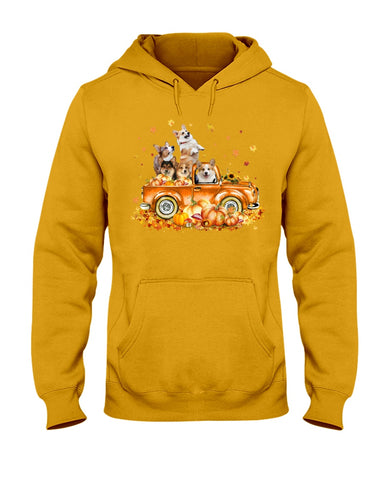 Dogs Reunion On Pumpkin Car T-Shirt - Ladies Tee - Hoodie