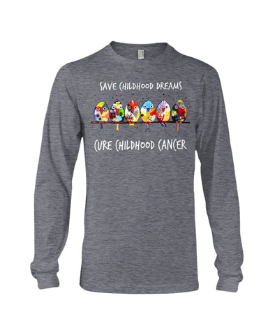 Save Childhood Dreams Cure Childhood Cancer T-Shirt - Guys V-Neck - Unisex Long Sleeve