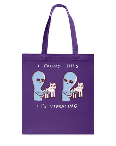 I Found This Is Virbating Cat Tote Bag - Guys Tee - Basketweave Tote Bag