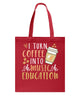 Image of I Turn Coffee Into Music Education T-Shirt - Basketweave Tote Bag - Mug