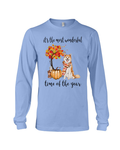 Akita The Most Wonderful Time Of Year T-Shirt - Guys V-Neck - Unisex Long Sleeve