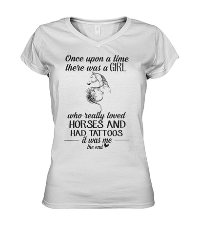 Girl Loves Horses And Had Tatoos Limited Classic T- Shirt - Guys V-Neck - Ladies V-Neck