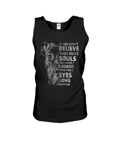 Look Into Pitbull's Eye T-Shirt - Unisex Tank Top - Ladies Flowy Tank