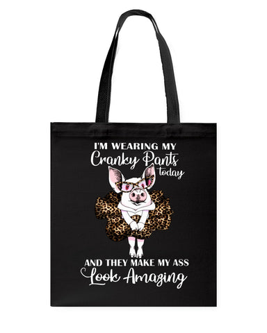 Cranky Pants Make My Ass Look Amazing Today T-Shirt - Guys V-Neck - Basketweave Tote Bag