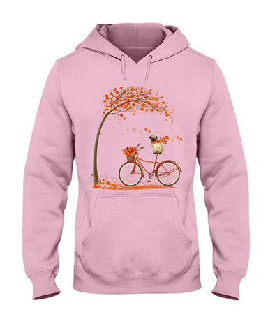 Lovely Pug In Fall T-Shirt - Hoodie - Ladies Tee