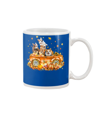 Dogs Reunion On Pumpkin Car T-Shirt - Mug