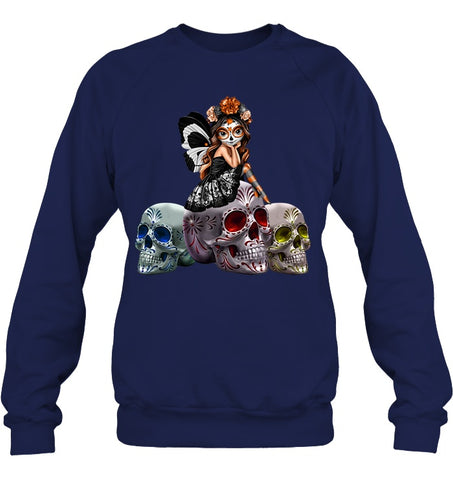 Colorful Skull Of Three Girls T-Shirt - Sweatshirt - Baby Onesie