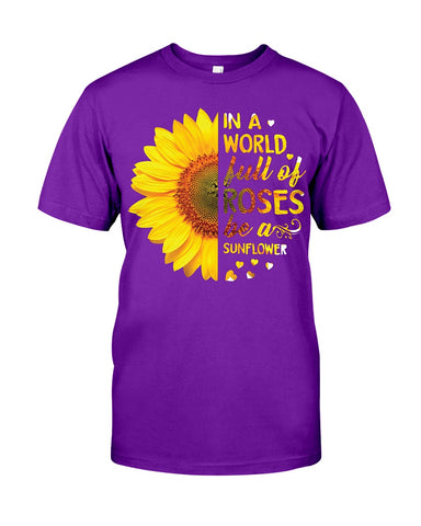 In A World Fulll Of Rose Be A Sunflower Tote Bag - Guys Tee - Basketweave Tote Bag