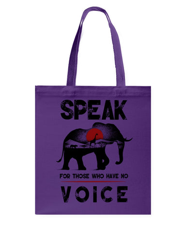 Elephant Speakfor Those Who Have No Voice T-Shirt - Guys Tee - Basketweave Tote Bag