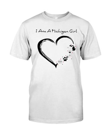 Michigan Girl Heart T-Shirt - Guys Tee - Unisex Long Sleeve