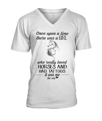 Girl Loves Horses And Had Tatoos Limited Classic T- Shirt - Guys V-Neck - Ladies V-Neck