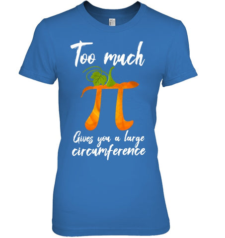 Too Much Pi Gives You A Large Circumference T-Shirt - Guys Tee - Ladies Tee