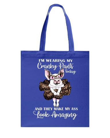 Cranky Pants Make My Ass Look Amazing Today T-Shirt - Guys V-Neck - Basketweave Tote Bag