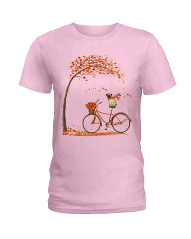 Lovely Pug In Fall T-Shirt - Hoodie - Ladies Tee