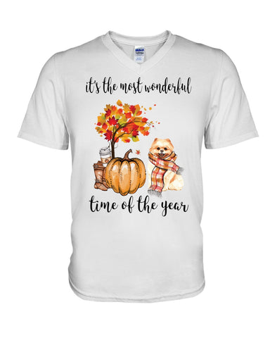 Pomeranian - The Most Wonderful Time T-Shirt - Guys V-Neck - Unisex Long Sleeve