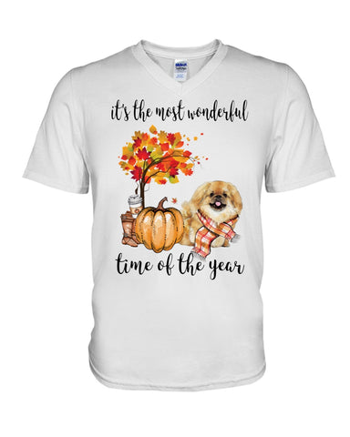 Pekingese - The Most Wonderful Time T-Shirt - Guys V-Neck - Unisex Long Sleeve