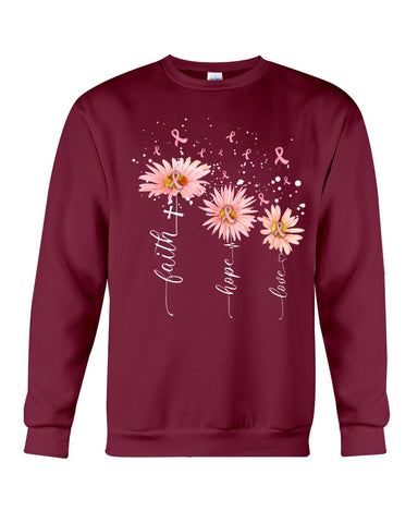 Breast Cancer - Color Drop Flower T-Shirt - Guys Tee - Sweatshirt