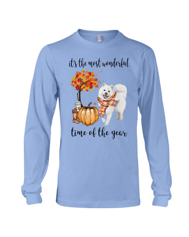 Samoyed - The Most Wonderful Time T-Shirt - Guys V-Neck - Unisex Long Sleeve