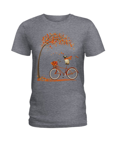 Lovely Pug In Fall T-Shirt - Hoodie - Ladies Tee