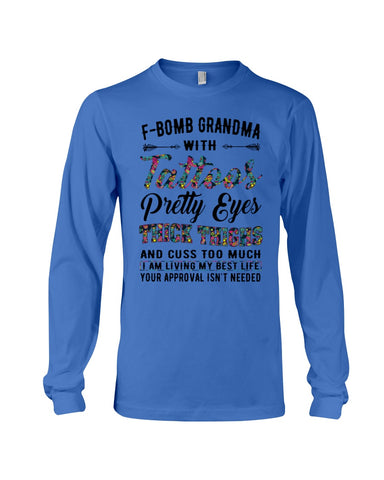 F-Bomb Grandma With Tatoos Pretty Eyes Tote Bag - Guys V-Neck - Unisex Long Sleeve