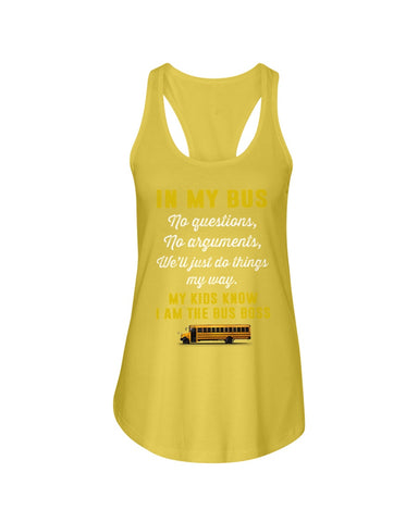 In My Bus I'm The Bus Boss Tote Bag - Unisex Tank Top - Ladies Flowy Tank