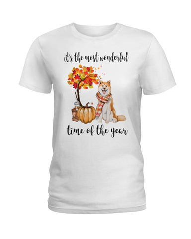 Akita The Most Wonderful Time Of Year T-Shirt - Hoodie - Ladies Tee