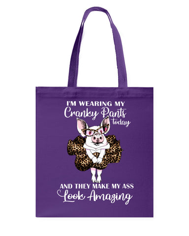 Cranky Pants Make My Ass Look Amazing Today T-Shirt - Guys V-Neck - Basketweave Tote Bag