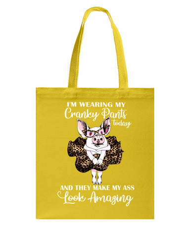 Cranky Pants Make My Ass Look Amazing Today T-Shirt - Guys V-Neck - Basketweave Tote Bag