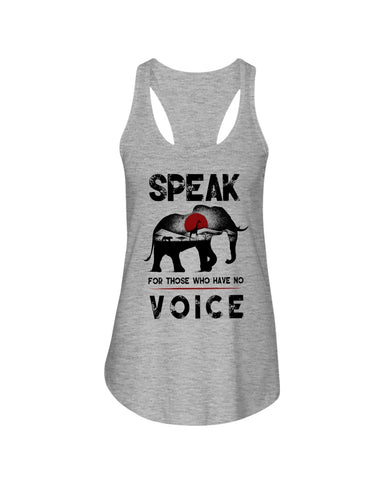 Elephant Speakfor Those Who Have No Voice T-Shirt - Unisex Tank Top - Ladies Flowy Tank