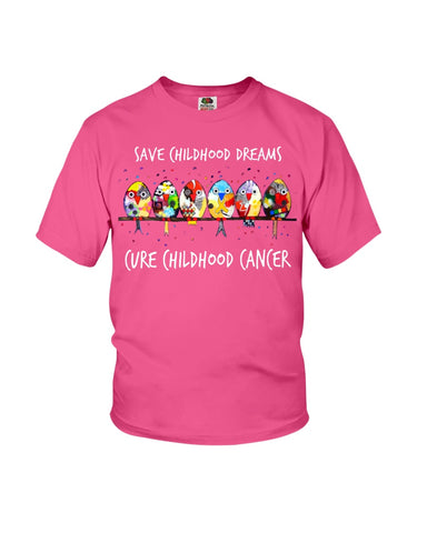 Save Childhood Dreams Cure Childhood Cancer T-Shirt - Ladies Flowy Tank - Youth Tee