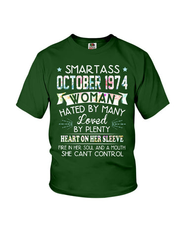 Smartass October 1974 Classic T-Shirt - Ladies Flowy Tank - Youth Tee