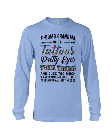 F-Bomb Grandma With Tatoos Pretty Eyes Tote Bag - Guys V-Neck - Unisex Long Sleeve