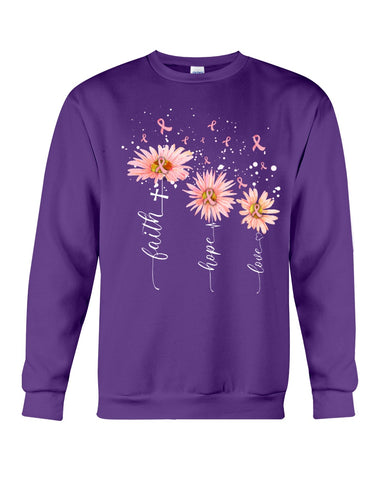 Breast Cancer - Color Drop Flower T-Shirt - Guys Tee - Sweatshirt