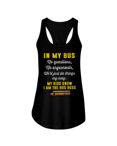 In My Bus I'm The Bus Boss Tote Bag - Unisex Tank Top - Ladies Flowy Tank