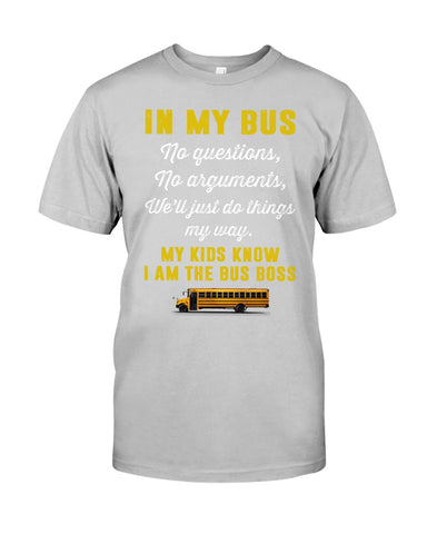 In My Bus I'm The Bus Boss Tote Bag - Guys Tee - Basketweave Tote Bag