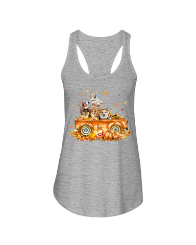 Dogs Reunion On Pumpkin Car T-Shirt - Ladies Flowy Tank - Youth Tee