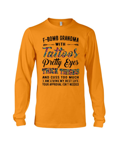 F-Bomb Grandma With Tatoos Pretty Eyes Tote Bag - Guys V-Neck - Unisex Long Sleeve