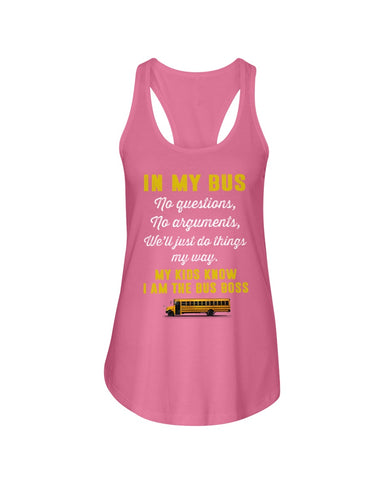 In My Bus I'm The Bus Boss Tote Bag - Unisex Tank Top - Ladies Flowy Tank