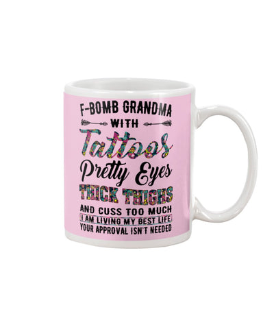 F-Bomb Grandma With Tatoos Pretty Eyes Tote Bag - Mug