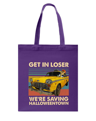 Get In Loser We're Saving Halloweentown Tote Bag - Guys Tee - Basketweave Tote Bag