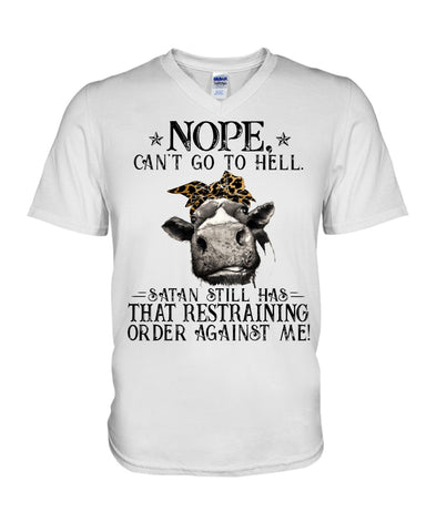 Cow- Nope Can't Go To Hell Limited Classic T- Shirt - Guys V-Neck - Basketweave Tote Bag