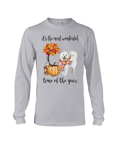 Samoyed - The Most Wonderful Time T-Shirt - Guys V-Neck - Unisex Long Sleeve