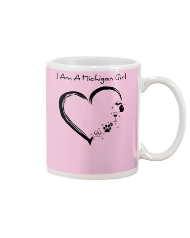 Michigan Girl Heart T-Shirt - Guys V-Neck - Mug