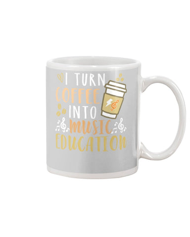 I Turn Coffee Into Music Education T-Shirt - Basketweave Tote Bag - Mug