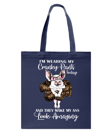 Cranky Pants Make My Ass Look Amazing Today T-Shirt - Guys V-Neck - Basketweave Tote Bag