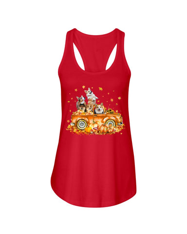 Dogs Reunion On Pumpkin Car T-Shirt - Ladies Flowy Tank - Youth Tee