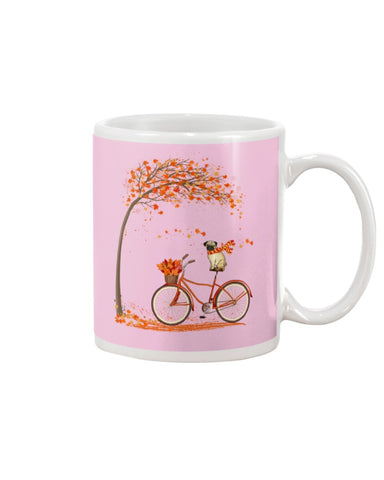 Lovely Pug In Fall T-Shirt - Guys V-Neck - Mug