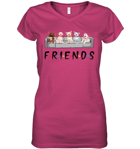 Pit Bull Friends T-Shirt - Guys Tee - Ladies V-Neck